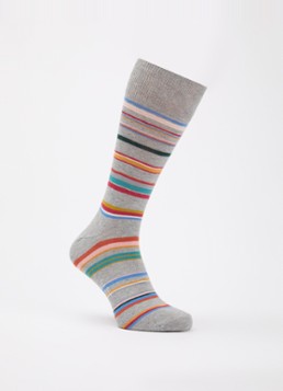 Paul Smith Heren Sokken in katoenblend met streepprint in de kleur Grijs, maat: OS
