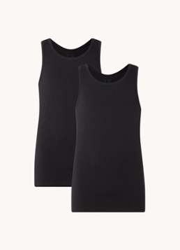 Schiesser Heren Singlet van katoen in 2-pack in de kleur Zwart, maat: L