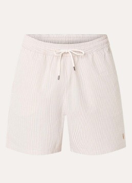Ralph Lauren Heren Traveler zwemshorts met streepprint en steekzakken in de kleur Coastal Beige Seersucker / Beige, maat: XL