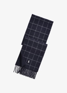 Ralph Lauren Heren Fijngebreide sjaal met print in de kleur Blauw, maat: OSZ