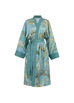 Van Gogh Museum Dames Almond Blossom kimono met bloemenprint in de kleur Blauw, maat: L/XL