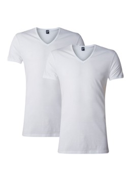 Alan Red Heren Dean slim fit T-shirt met diepe V-hals in 2-pack in de kleur Wit, maat: S