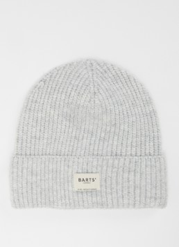 Barts Dames Darty ribgebreide muts in wolblend in de kleur Lichtgrijs, maat: ONE SIZE