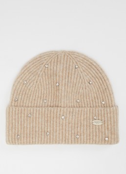 Barts Dames Donellah muts in wolblend met strass in de kleur Beige, maat: ONE SIZE