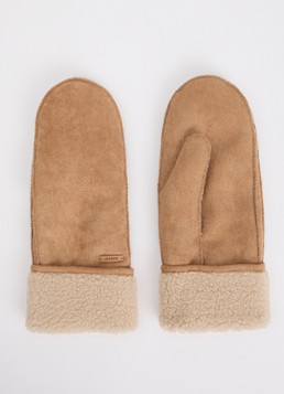 Barts Dames Yokam wanten van imitatiesuède met details van teddy in de kleur Beige, maat: M/L