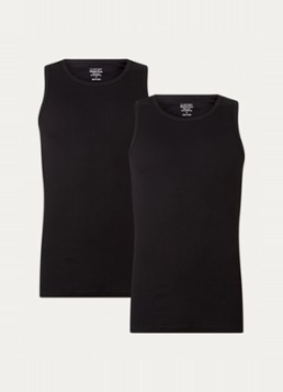 Claesen's Heren Singlet met ribstructuur in 2-pack in de kleur Zwart, maat: L