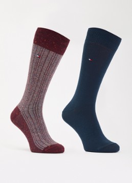 Tommy Hilfiger Heren Sokken met print in 2-pack in de kleur Bordeauxrood, maat: 43/46