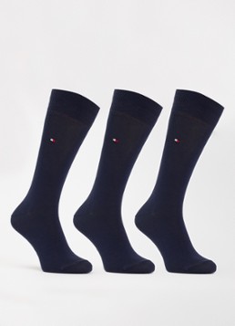 Tommy Hilfiger Heren Sokken met logo in 3-pack in de kleur Donkerblauw, maat: 43/46