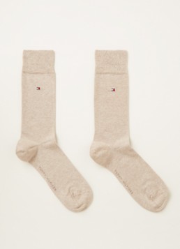 Tommy Hilfiger Heren Sokken met logo in 2-pack in de kleur Beige, maat: 43/46