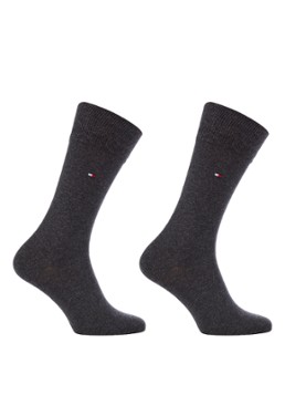 Tommy Hilfiger Heren Sokken in uni in 2-pack in de kleur Antraciet, maat: 43/46