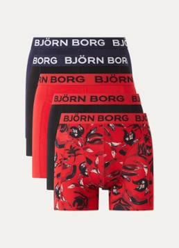 Björn Borg Heren Boxershort met logoband in 5-pack in de kleur Rood, maat: S