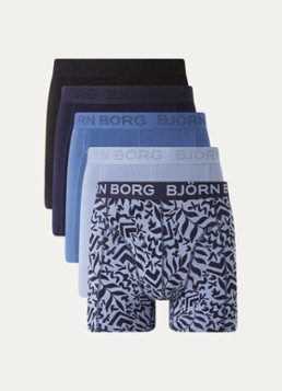 Björn Borg Heren Boxershort met logoband in 5-pack in de kleur Donkerblauw, maat: M