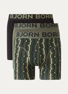 Björn Borg Heren Boxershort met logoband in 3-pack in de kleur Mosgroen, maat: XL