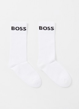 BOSS Heren Sokken met logo in 2-pack in de kleur Wit
