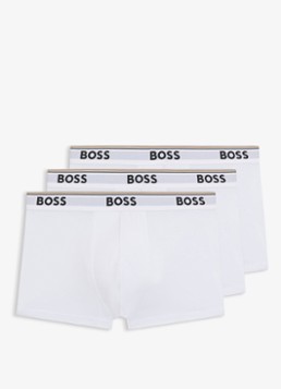 BOSS Heren Boxershorts met logoband in 3-pack in de kleur Wit