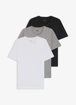 BOSS Heren T-shirt met ronde hals in 3-pack in de kleur Grijsmele