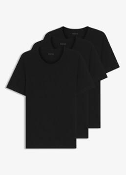 BOSS Heren T-shirt met ronde hals in 3-pack in de kleur Zwart