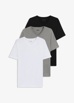BOSS Heren T-shirt met V-hals in 3-pack in de kleur Grijsmele