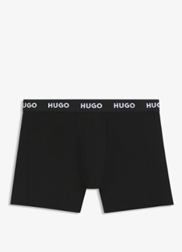 HUGO Heren Boxershorts met logoband in 3-pack in de kleur Zwart