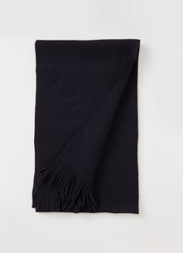 BOSS Heren Albas fijngebreide sjaal van wol 190 x 25 cm in de kleur Blauw