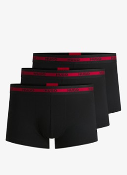 HUGO Heren Boxershorts van katoen in 3-pack in de kleur Zwart