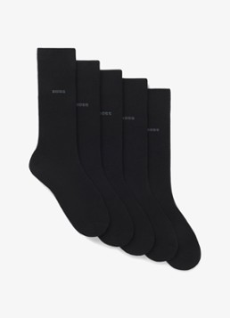 BOSS Heren Vijf paar sokken in standaardlengte van een katoenmix in de kleur Black-001 / Zwart