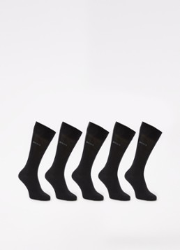 BOSS Heren Vijf paar sokken in standaardlengte van een katoenmix in de kleur Black-001 / Zwart