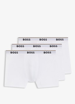 BOSS Heren Boxershorts met logoband in 3-pack in de kleur Gebroken wit
