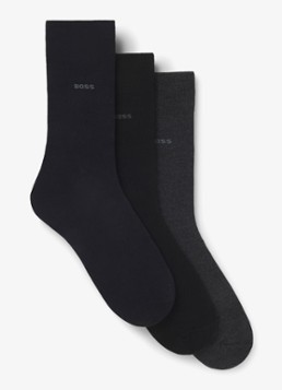 BOSS Heren Sokken met logo in 3-pack in de kleur Diepzwart