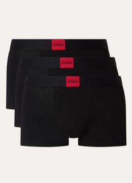 HUGO Heren Galaxy boxershorts met logoband in 3-pack in de kleur Zwart