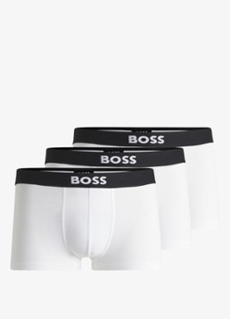 BOSS Heren Boxershorts met logoband in 3-pack in de kleur Wit