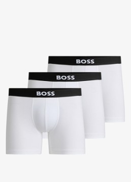 BOSS Heren Boxershorts van katoen in 3-pack in de kleur Wit