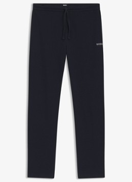 BOSS Heren Pyjamabroek met structuur en logo in de kleur Donkerblauw