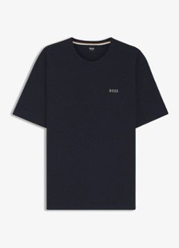 BOSS Heren Pyjamashirt van een katoenmix met logostiksel in de kleur Open Blue-499 / Blauw