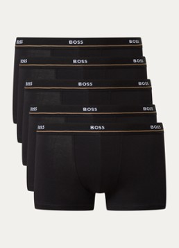BOSS Heren Essential boxershorts met logoband in 5-pack in de kleur Zwart