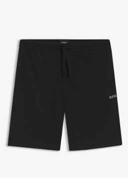 BOSS Heren Pyjamashort van een katoenmix met logostiksel in de kleur Black-001 / Zwart