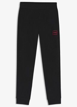 HUGO Heren Laze tapered fit loungebroek met logo in de kleur Zwart