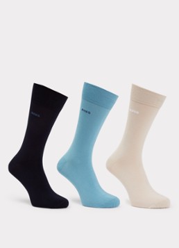BOSS Heren Sokken met logo in 3-pack in de kleur Lichtblauw