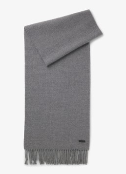 BOSS Dames Sjaal van wol 165 x 30 cm in de kleur Donkergrijs