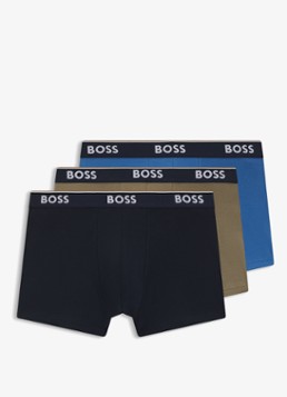 BOSS Heren Set van drie korte boxershorts met logotailleband van stretchkatoen in de kleur Open Miscellaneous-961 / Multicolor