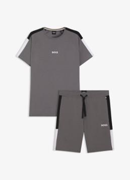 BOSS Heren Pyjamaset met logo in de kleur Donkergrijs
