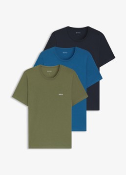 BOSS Heren T-shirt van katoen in 3-pack in de kleur Donkerblauw