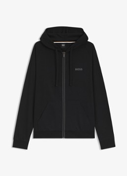 BOSS Heren Authentic sweatvest met capuchon en logo in de kleur Black-004 / Zwart