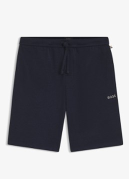 BOSS Heren Pyjamashort van een katoenmix met logostiksel in de kleur Open Blue-499 / Blauw