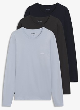 BOSS Heren Classic longsleeve met logo in 3-pack in de kleur Open Blue-464