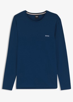 BOSS Heren Longsleeve met logo in de kleur Donkerblauw