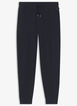 BOSS Heren Ribgebreide tapered fit joggingbroek in de kleur Blauw