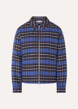 Cole Buxton Heren Gewatteerd overshirt met ruitdessin in de kleur Kobaltblauw, maat: XL