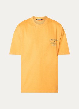 Cole Buxton Heren Athletic Inc. T-shirt met logo- en backprint in de kleur Okergeel, maat: S