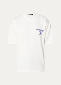 Cole Buxton Heren Longhorn T-shirt met logo- en backprint in de kleur Gebroken wit, maat: S
